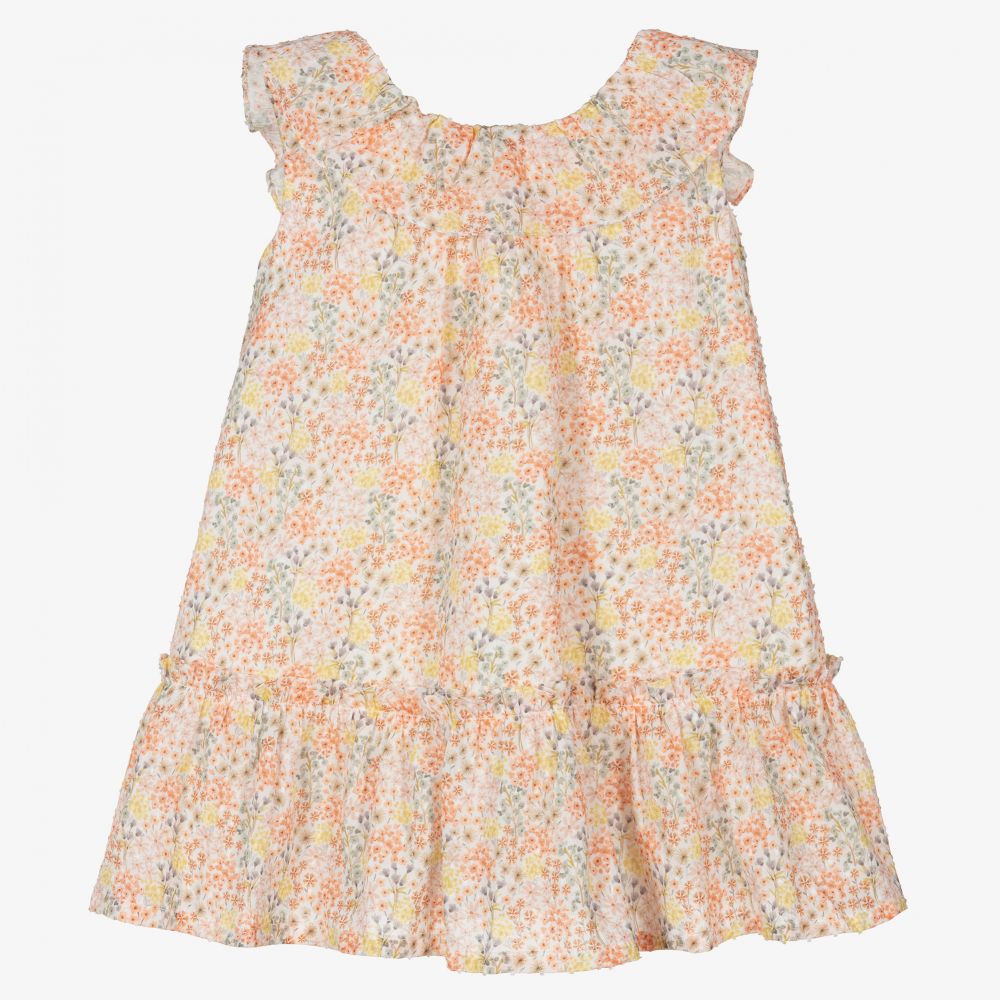 Chic by Laranjinha - Robe orange à fleurs en coton | Childrensalon