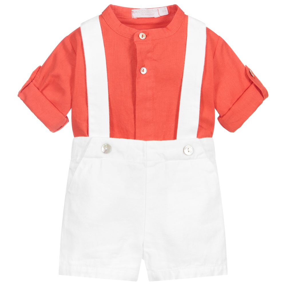 Laranjinha - Shorts-Set in Orange und Weiß | Childrensalon