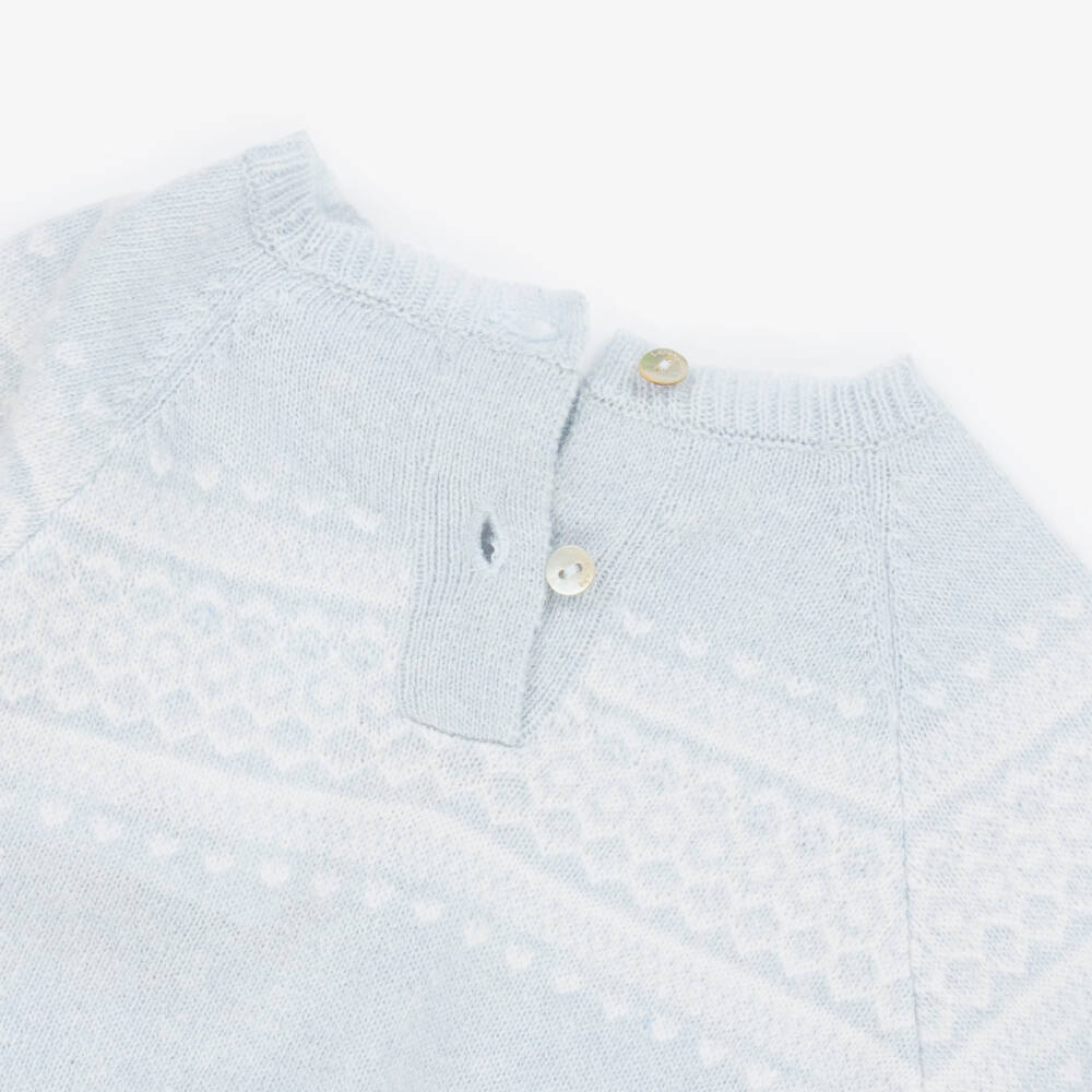 Laranjinha-Pale Blue Knitted 2 Piece Babygrow | Childrensalon Outlet