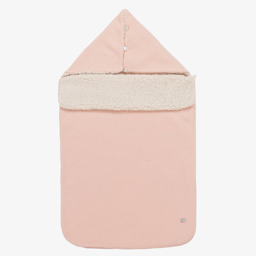 Chic by Laranjinha-Pale Pink Knitted Wool Baby Nest (75cm) | Childrensalon Outlet