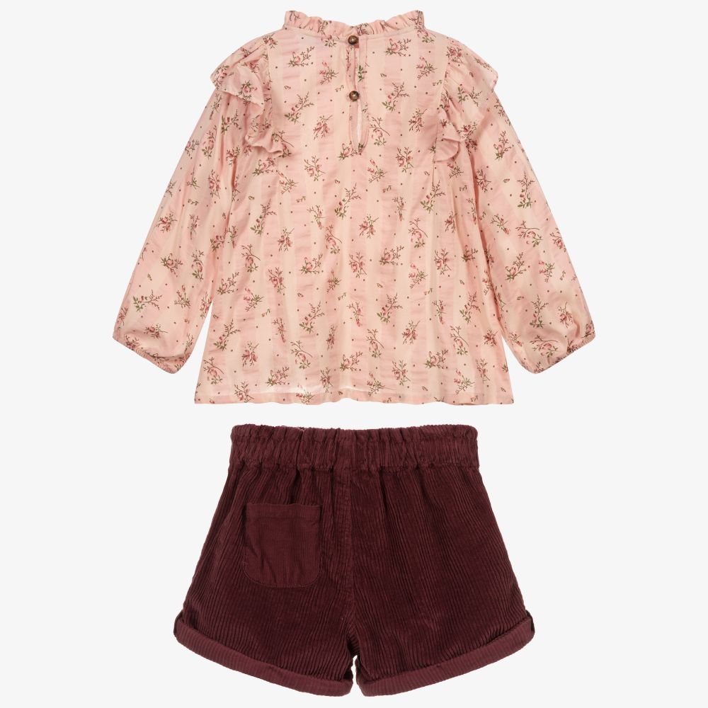 Laranjinha-Pink Corduroy Shorts Set | Childrensalon Outlet