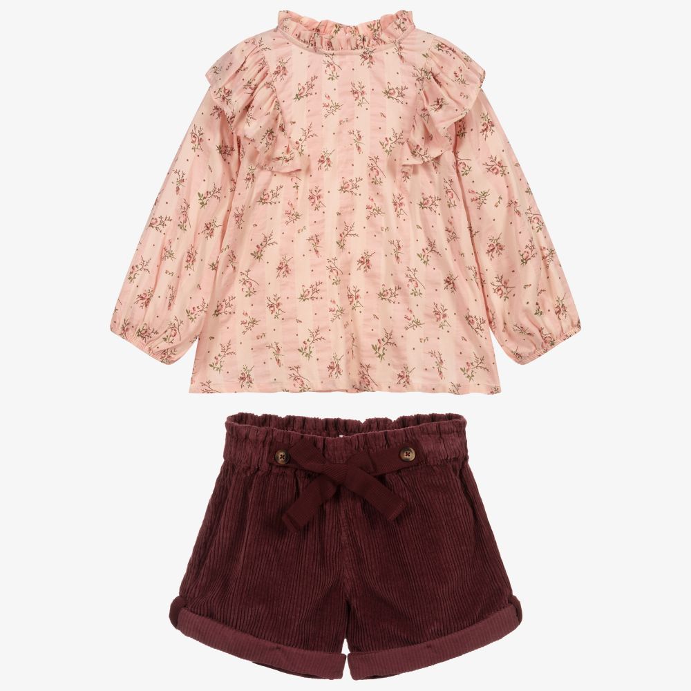 Laranjinha-Pink Corduroy Shorts Set | Childrensalon Outlet