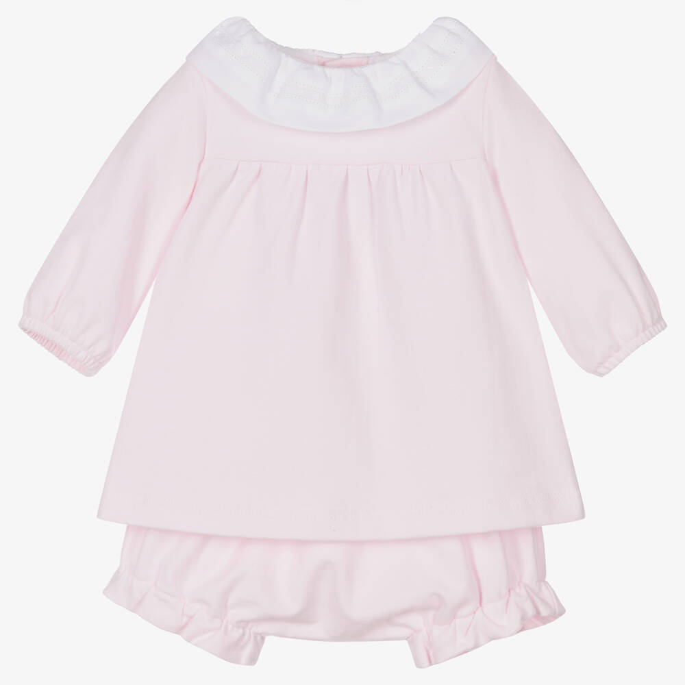 Laranjinha - Pink Cotton Baby Shorts Set | Childrensalon