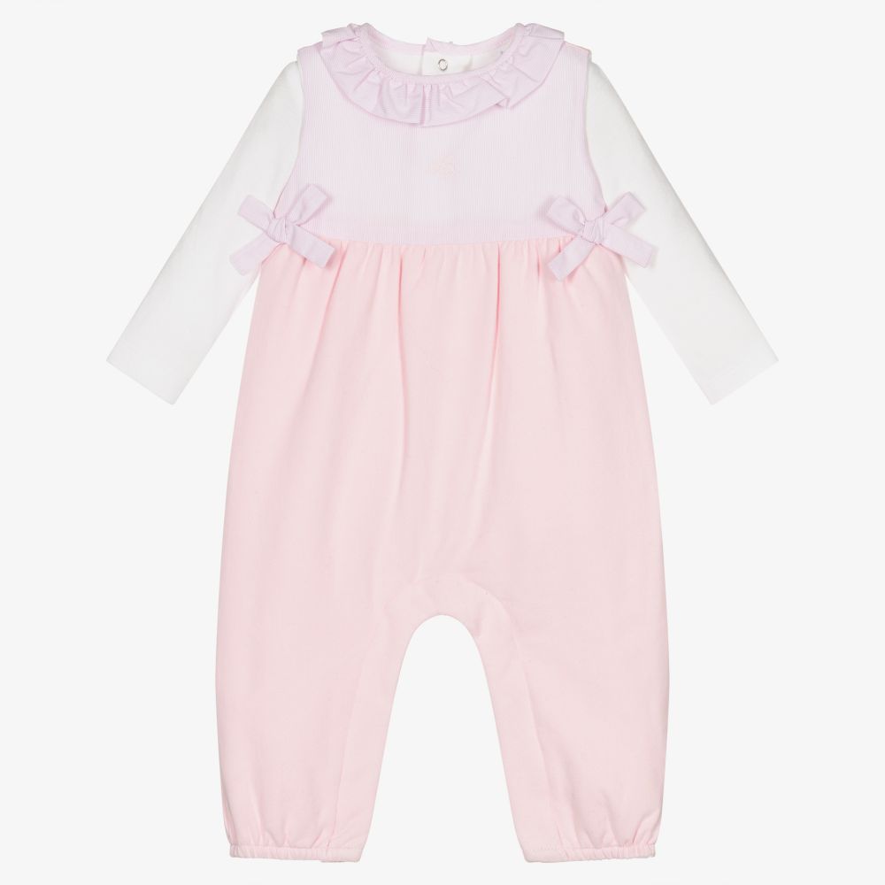 Laranjinha-Pink Dungarees & Bodysuit Set | Childrensalon Outlet