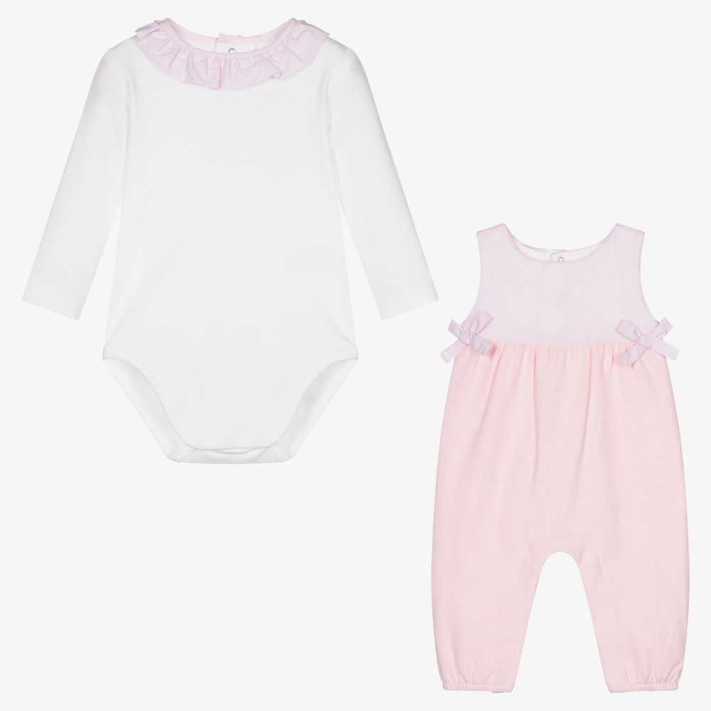 Laranjinha-Pink Dungarees & Bodysuit Set | Childrensalon Outlet