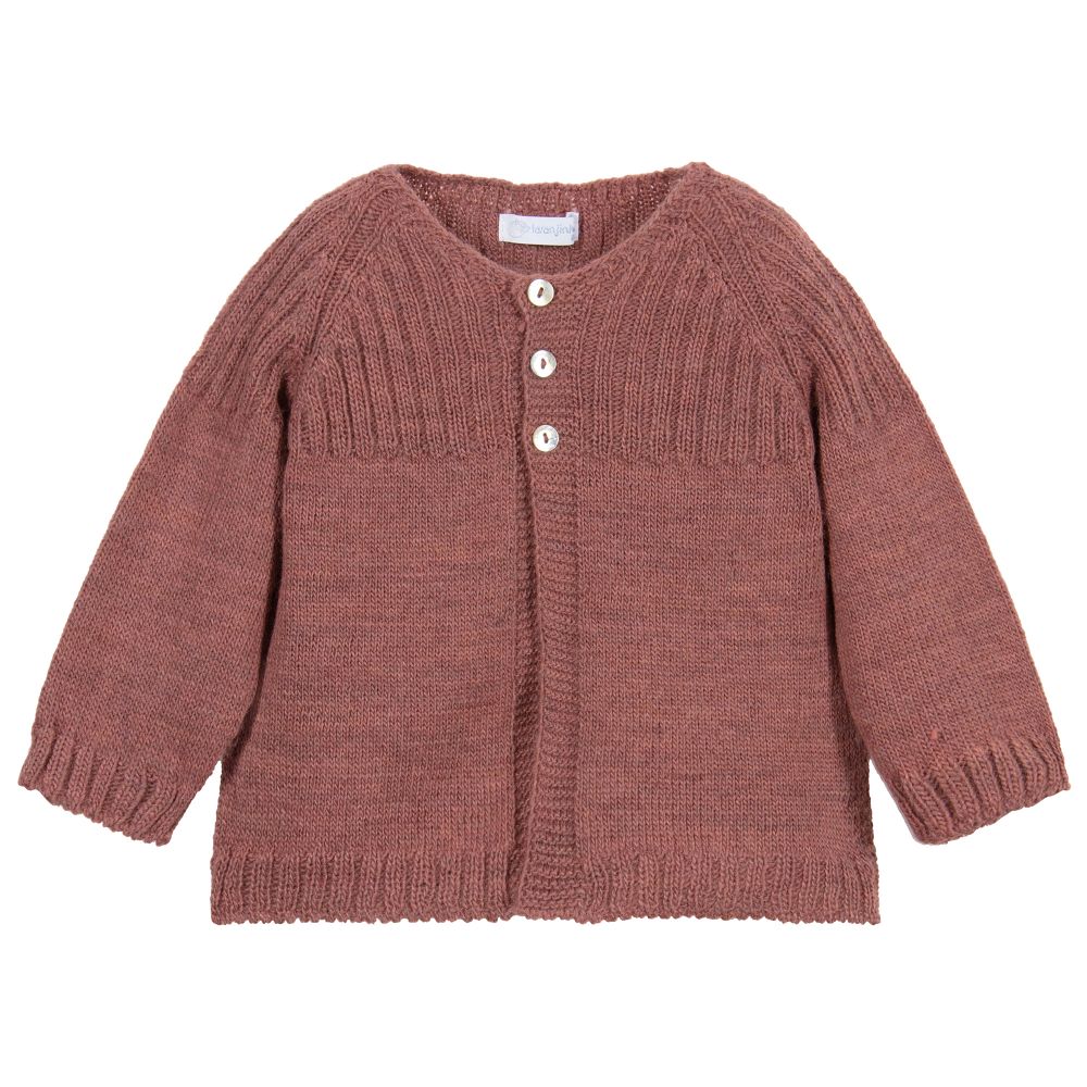 Laranjinha - Pink Knitted Baby Cardigan | Childrensalon