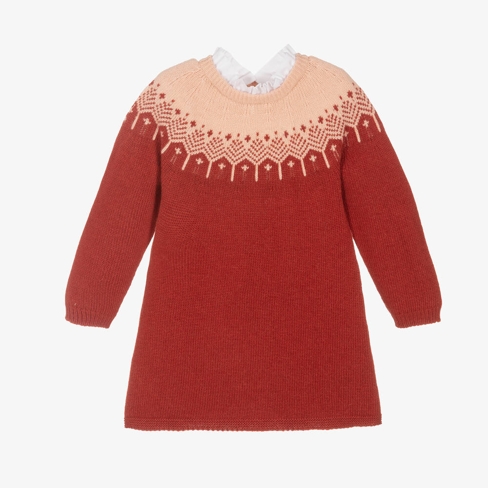 Chic by Laranjinha - Pink & Red Wool Knit Dress | Childrensalon