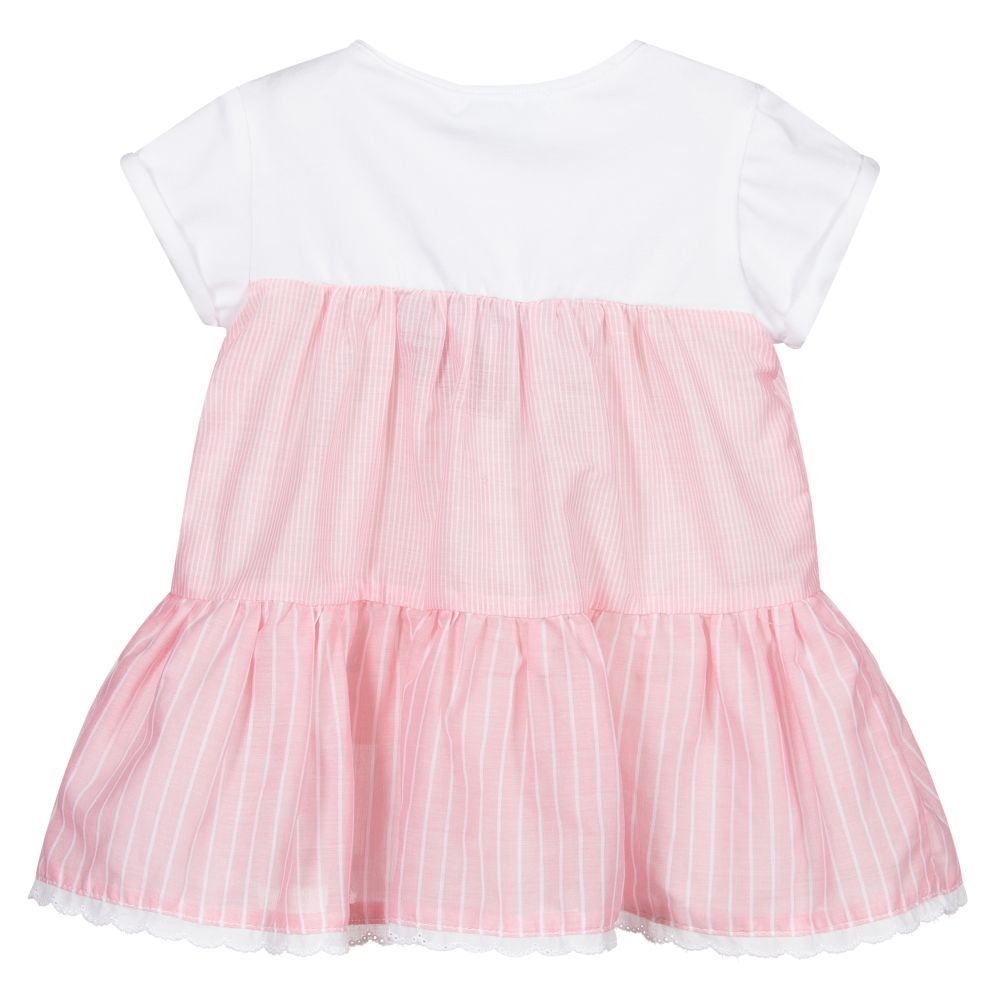 Laranjinha-Бело-розовое хлопковое платье | Childrensalon Outlet