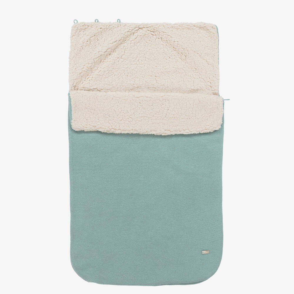 Laranjinha-Sea Blue Knitted Wool Baby Nest (75cm) | Childrensalon Outlet