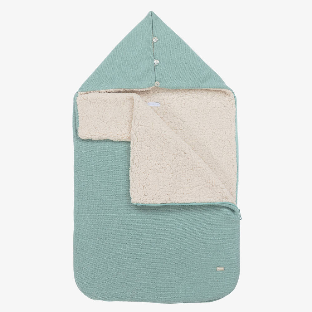 Laranjinha-Sea Blue Knitted Wool Baby Nest (75cm) | Childrensalon Outlet