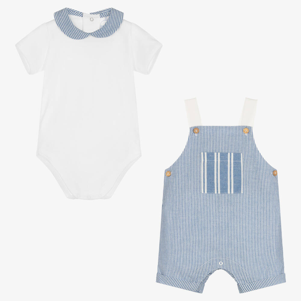 Laranjinha-Белое боди и голубые шорты на бретелях | Childrensalon Outlet