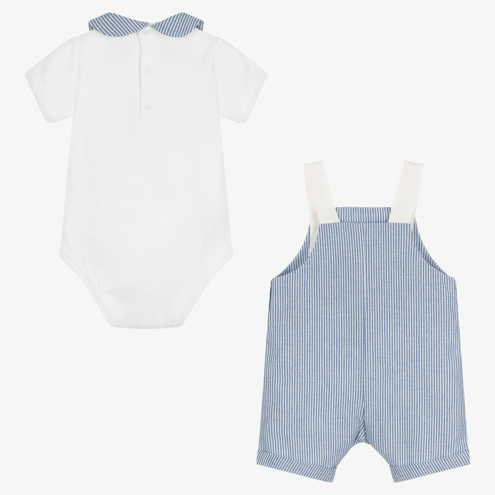 Laranjinha-Белое боди и голубые шорты на бретелях | Childrensalon Outlet