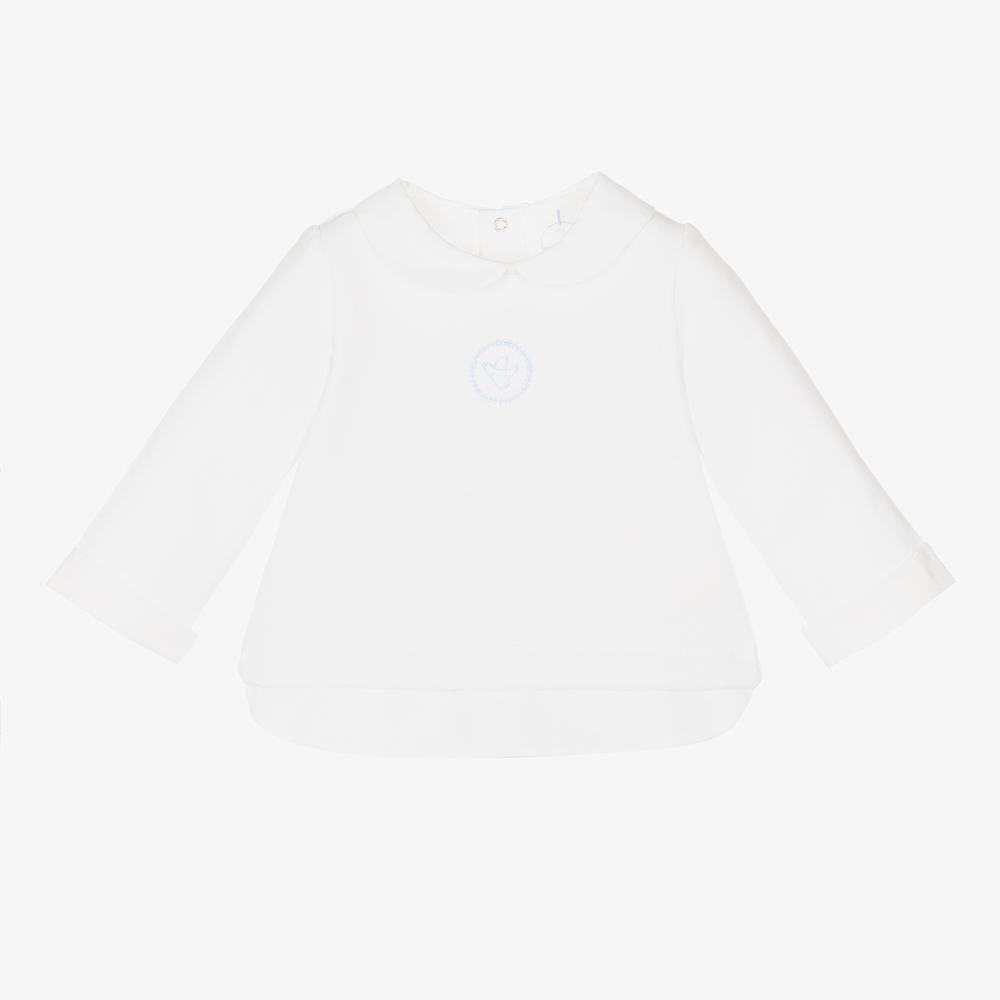 Laranjinha - White Cotton Baby Sweatshirt | Childrensalon