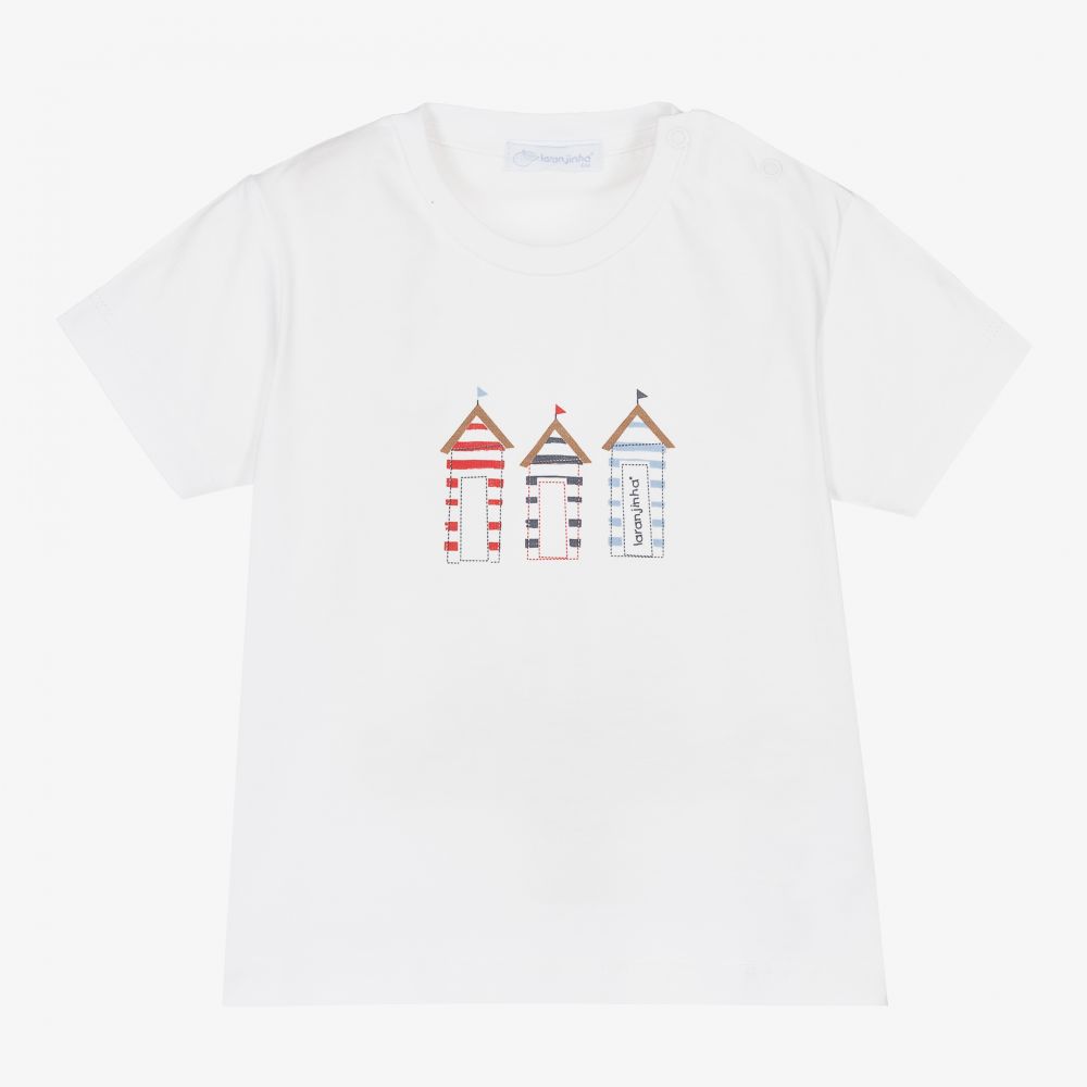 Laranjinha - White Cotton Baby T-Shirt | Childrensalon