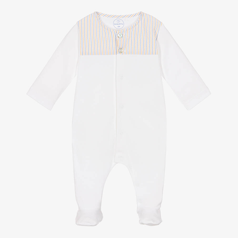 Laranjinha - White Cotton Babygrow | Childrensalon