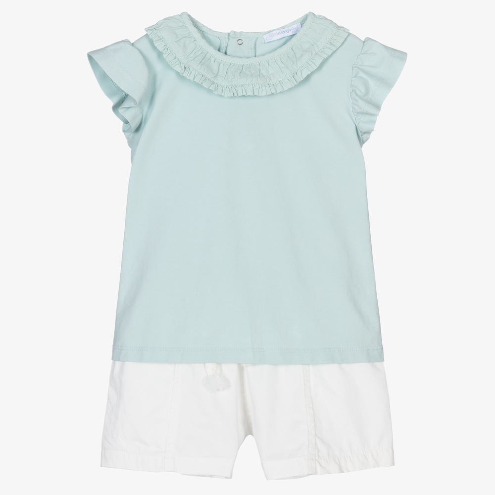 Laranjinha - Shorts-Set in Weiß und Grün | Childrensalon