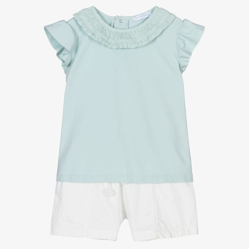 Laranjinha-White & Green Shorts Set | Childrensalon Outlet