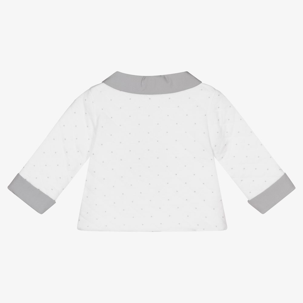 Laranjinha-White & Grey Cotton Baby Jacket | Childrensalon Outlet