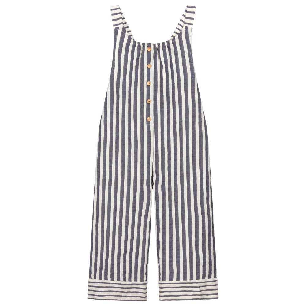 Laranjinha - Combi-pantalon blanche et bleu marine | Childrensalon