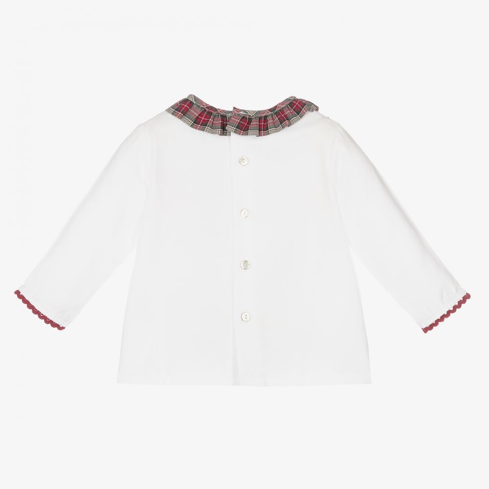 Laranjinha-White & Red Cotton Baby Top | Childrensalon Outlet