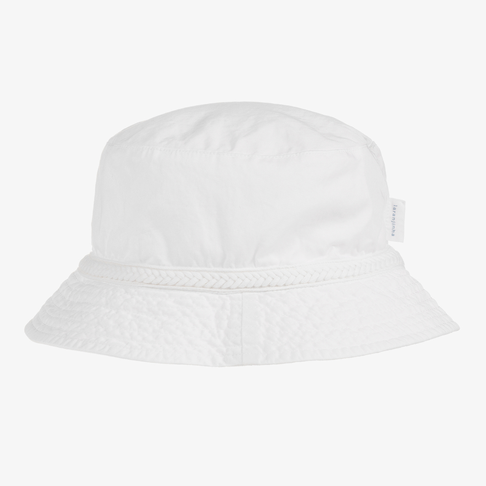 Laranjinha - قبعة للشمس بوجهين قطن تويل لون أبيض | Childrensalon