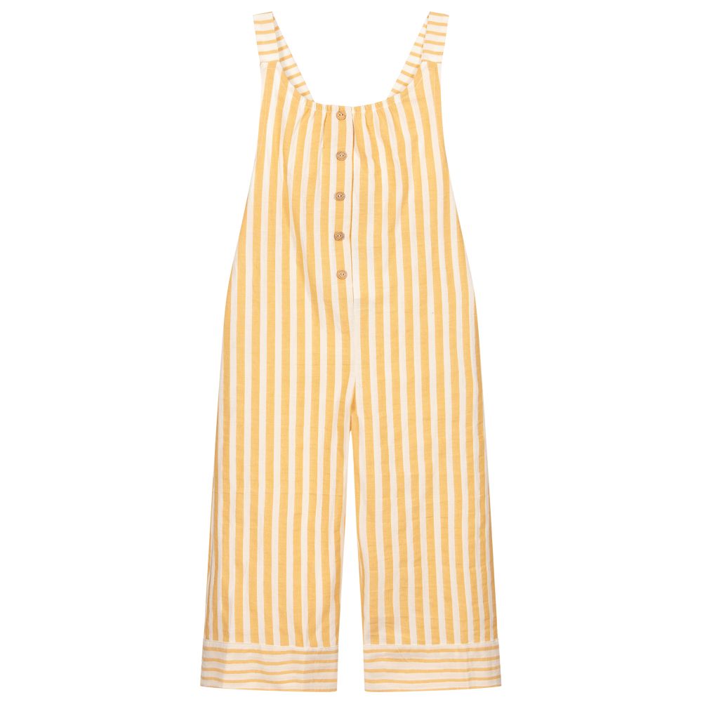 Laranjinha - White & Yellow Stripe Jumpsuit | Childrensalon