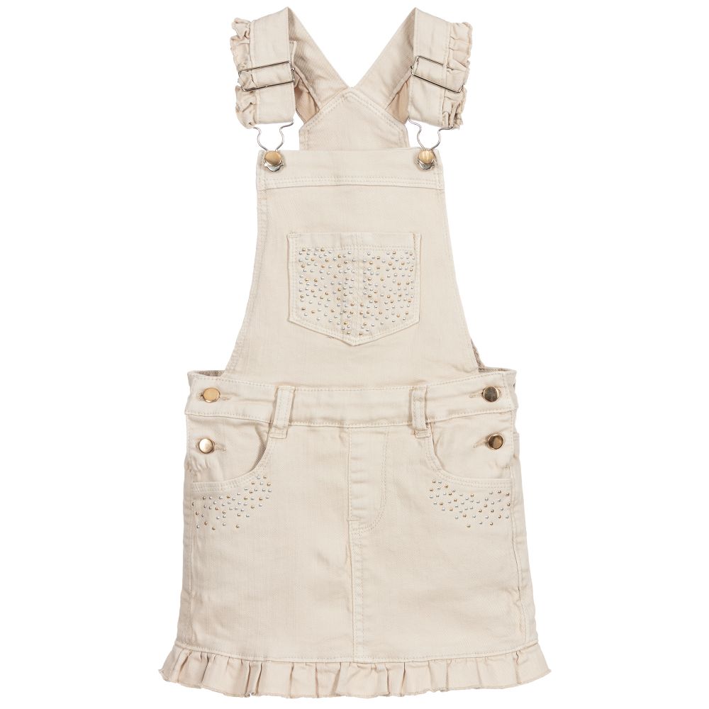 Le Chic - Robe chasuble beige en denim | Childrensalon