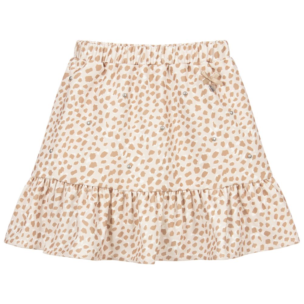 Le Chic - Beige Leopard Print Skirt  | Childrensalon