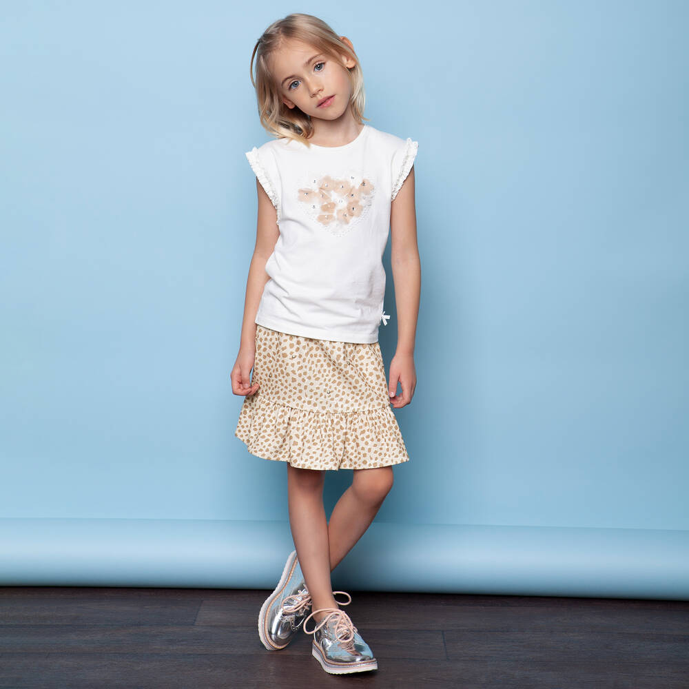 Le Chic Beige Leopard Print Skirt Childrensalon Outlet