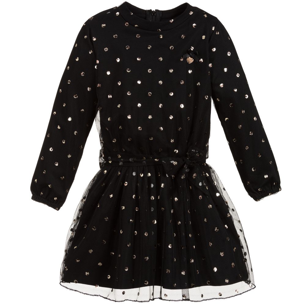 Black dress gold spots discount