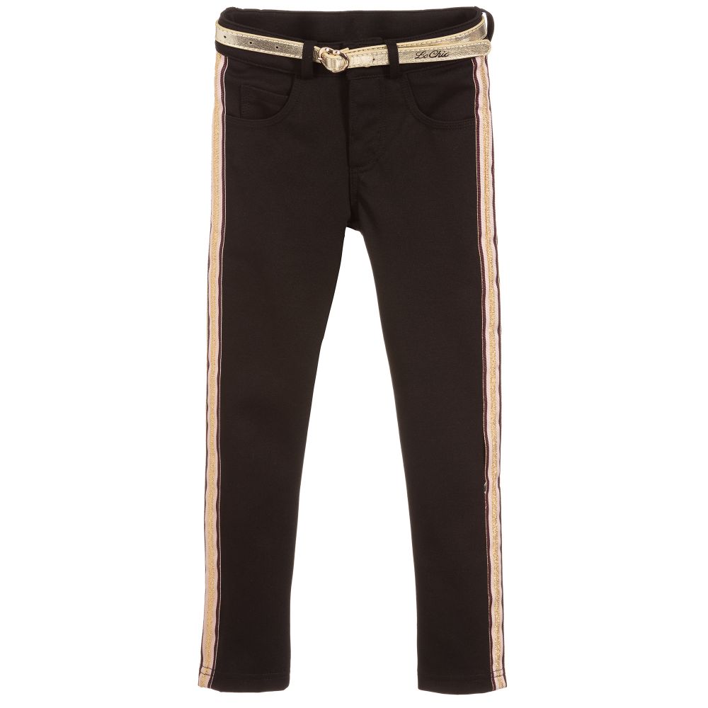 Le Chic - Black Jersey Belted Trousers | Childrensalon