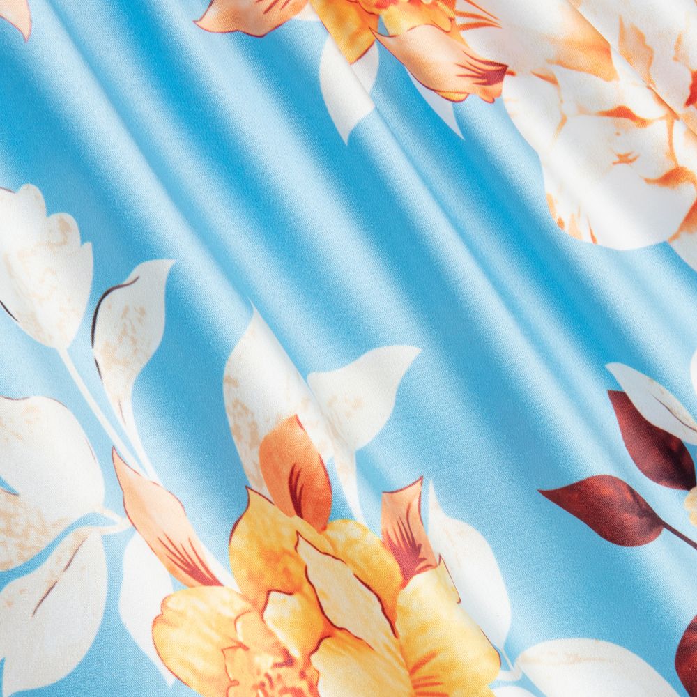 Le Chic-Blue Floral Satin Skirt  | Childrensalon Outlet