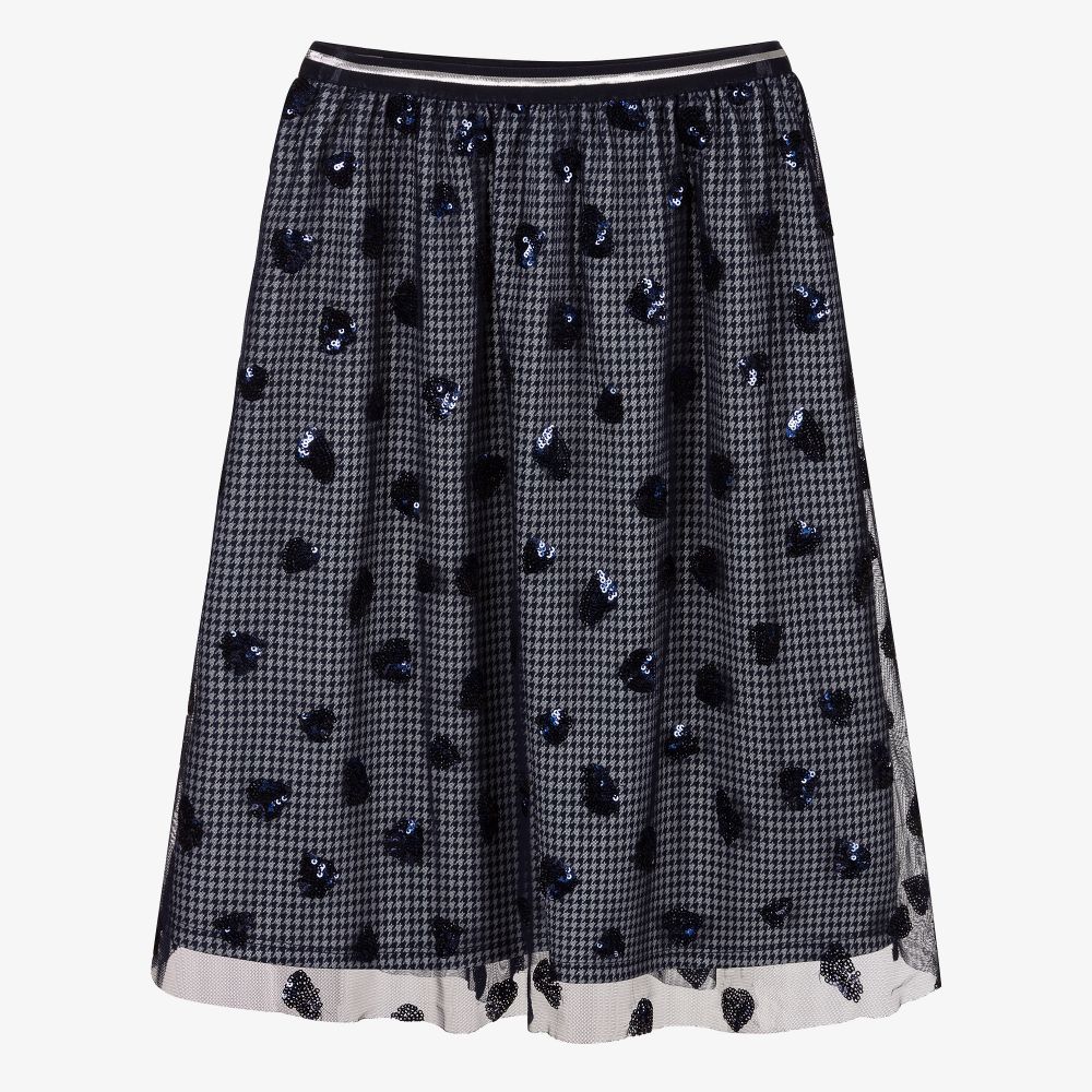 Le Chic-Blue Sequin Heart Skirt | Childrensalon Outlet