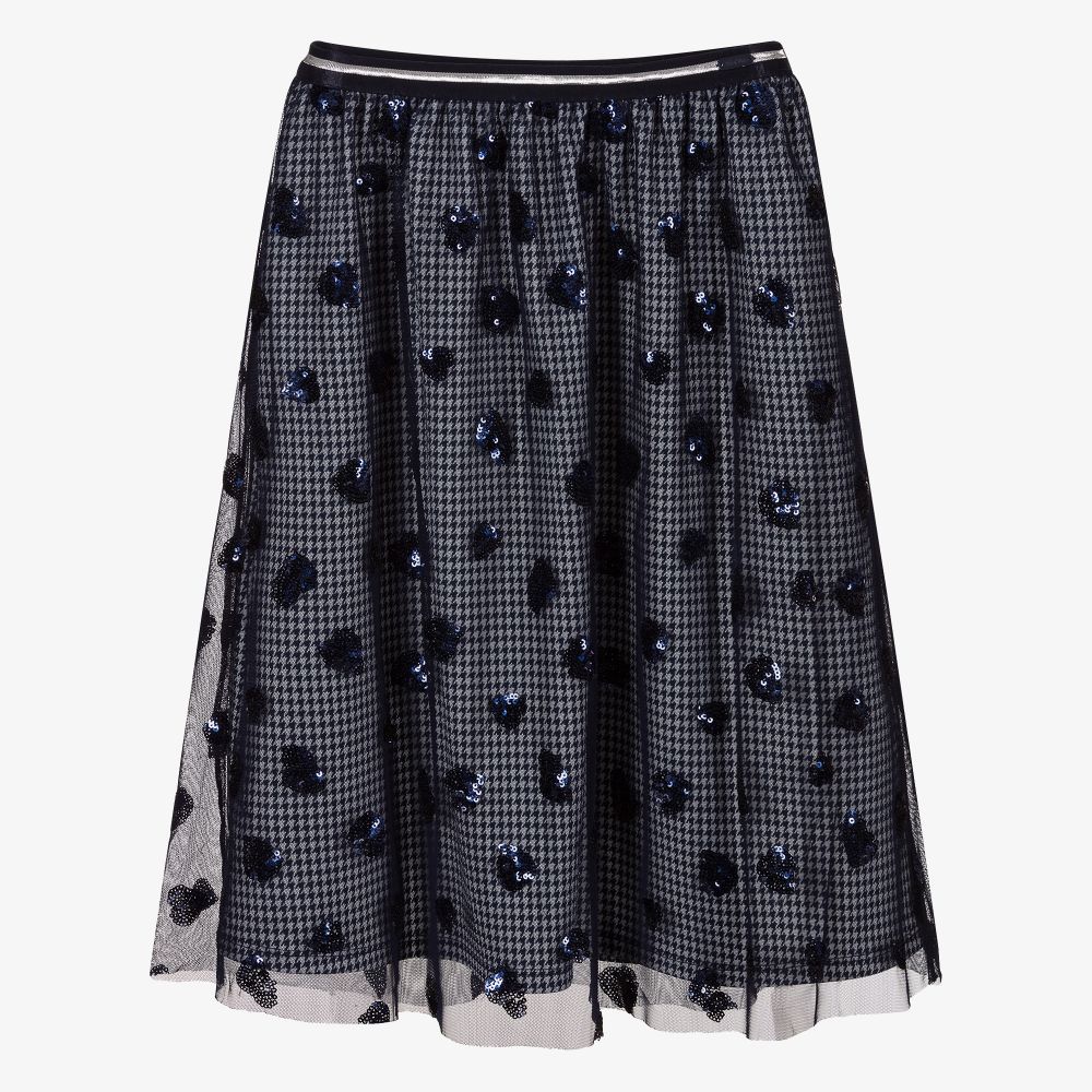 Le Chic - Blue Sequin Heart Skirt | Childrensalon