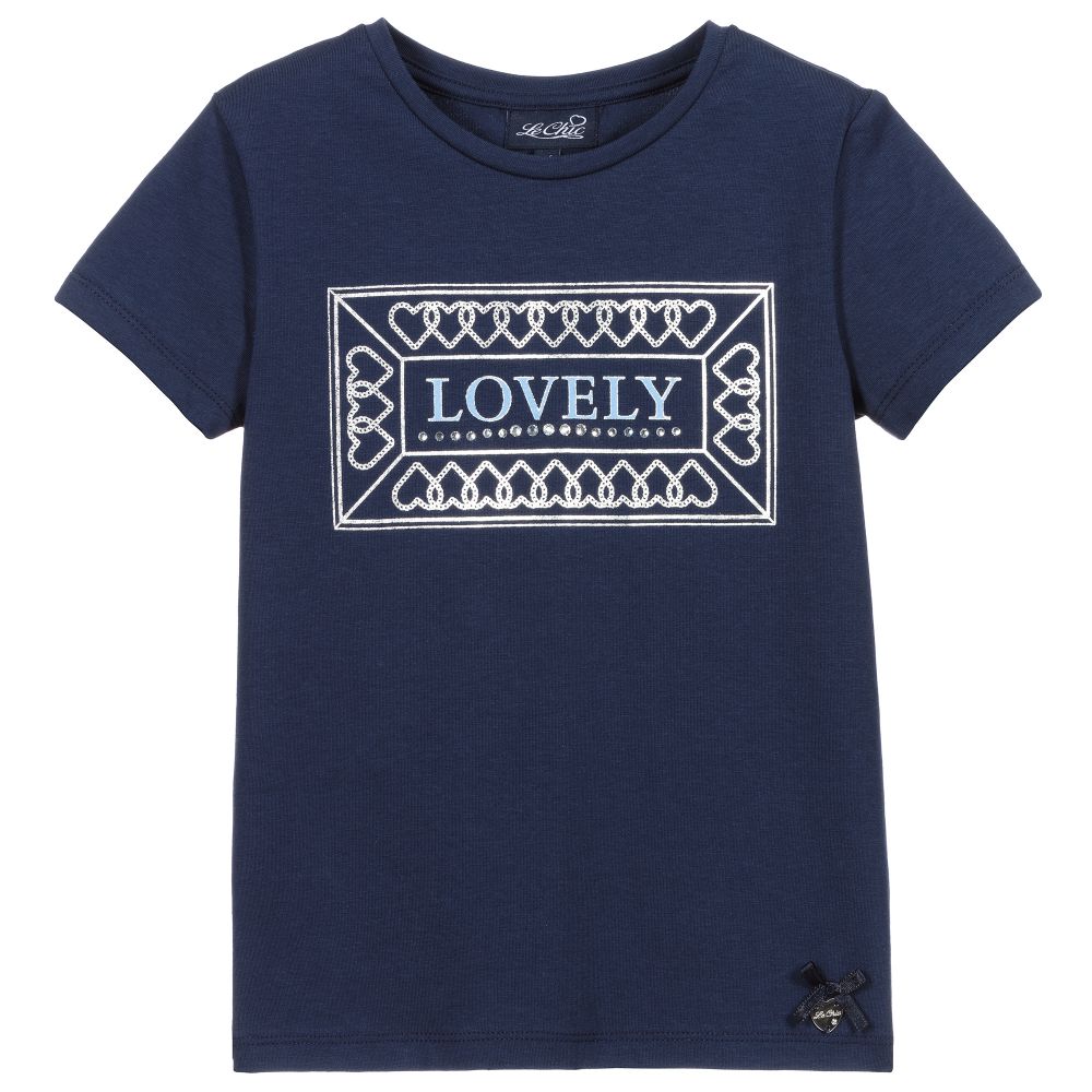 Le Chic - Blue & Silver Cotton T-Shirt | Childrensalon