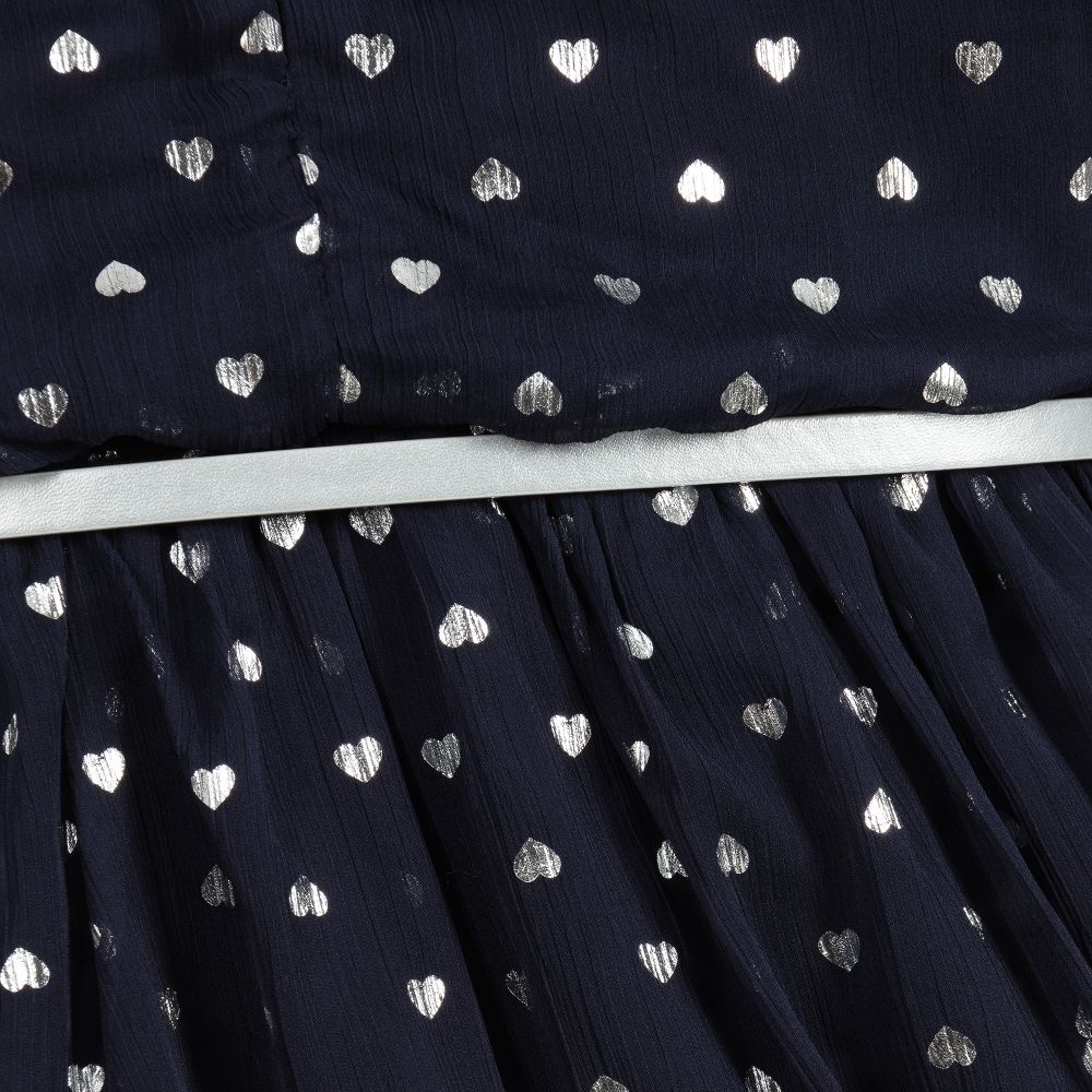 Le Chic-Синее платье с принтом в виде серебристых сердечек | Childrensalon Outlet
