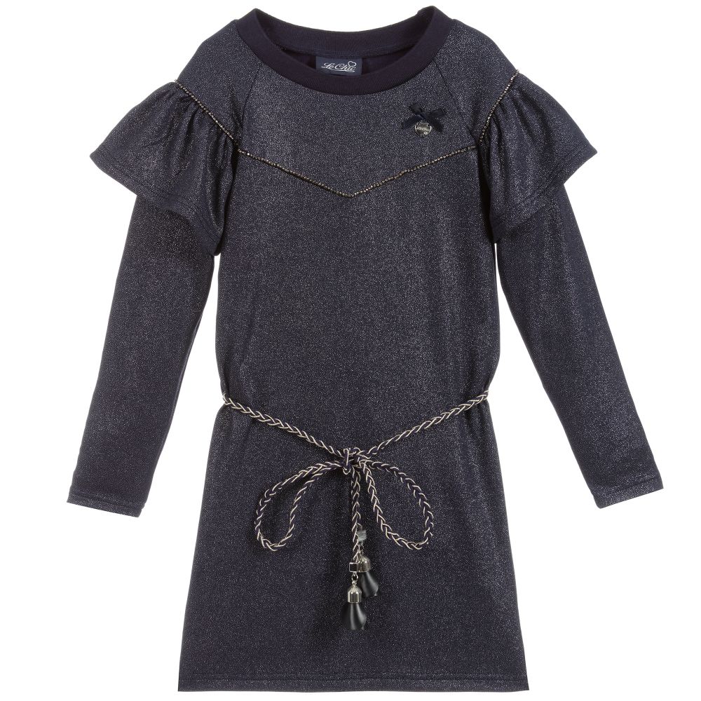 Le Chic-فستان جيرسي لون كحلي برّاق | Childrensalon Outlet