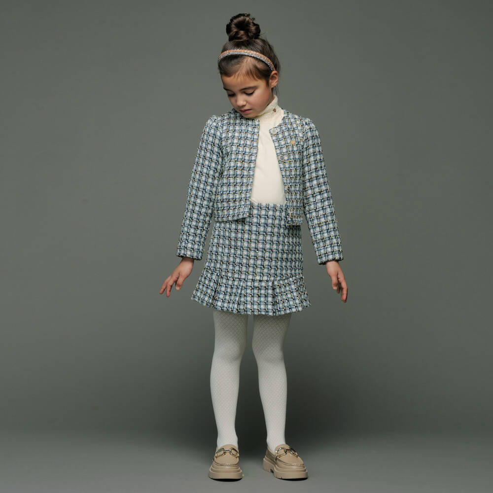 Le Chic-Blue Tweed Skirt | Childrensalon Outlet