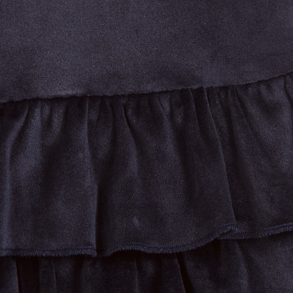 Le Chic-Blue Velvet Ruffle Dress | Childrensalon Outlet