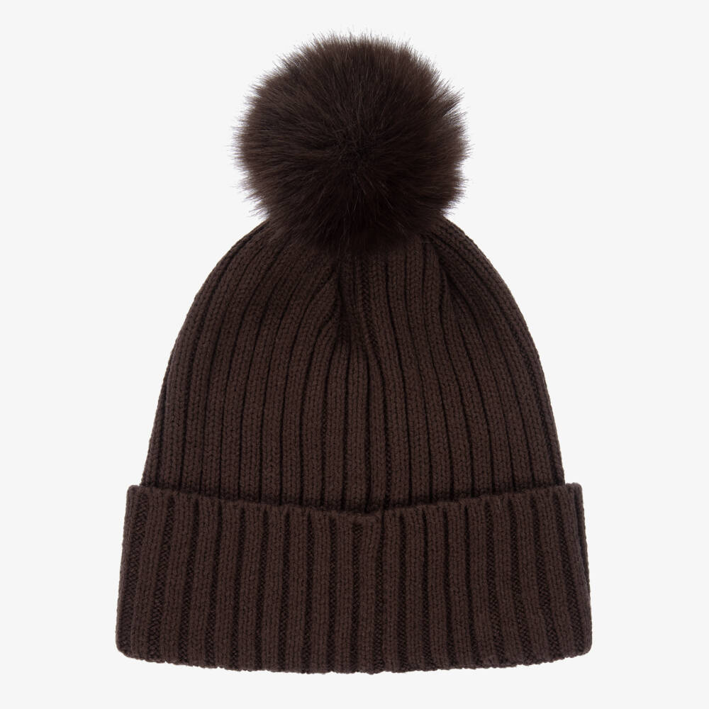 Le Chic-Brown Diamanté Pom-Pom Hat | Childrensalon Outlet