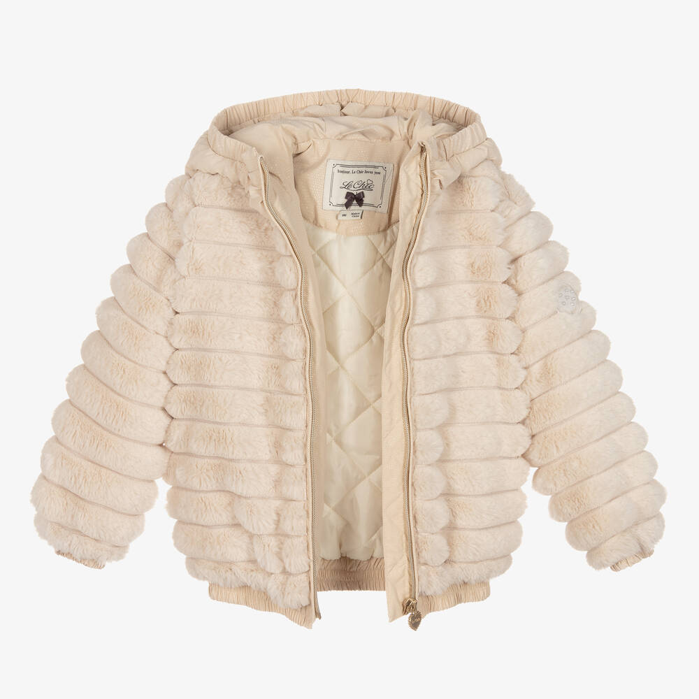 لو شيك-جاكيت فرو صناعي لون بيج للبنات | Childrensalon Outlet
