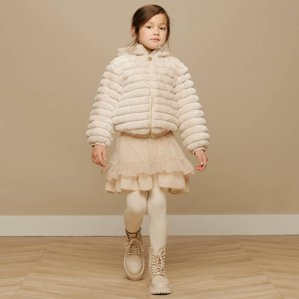 لو شيك-جاكيت فرو صناعي لون بيج للبنات | Childrensalon Outlet