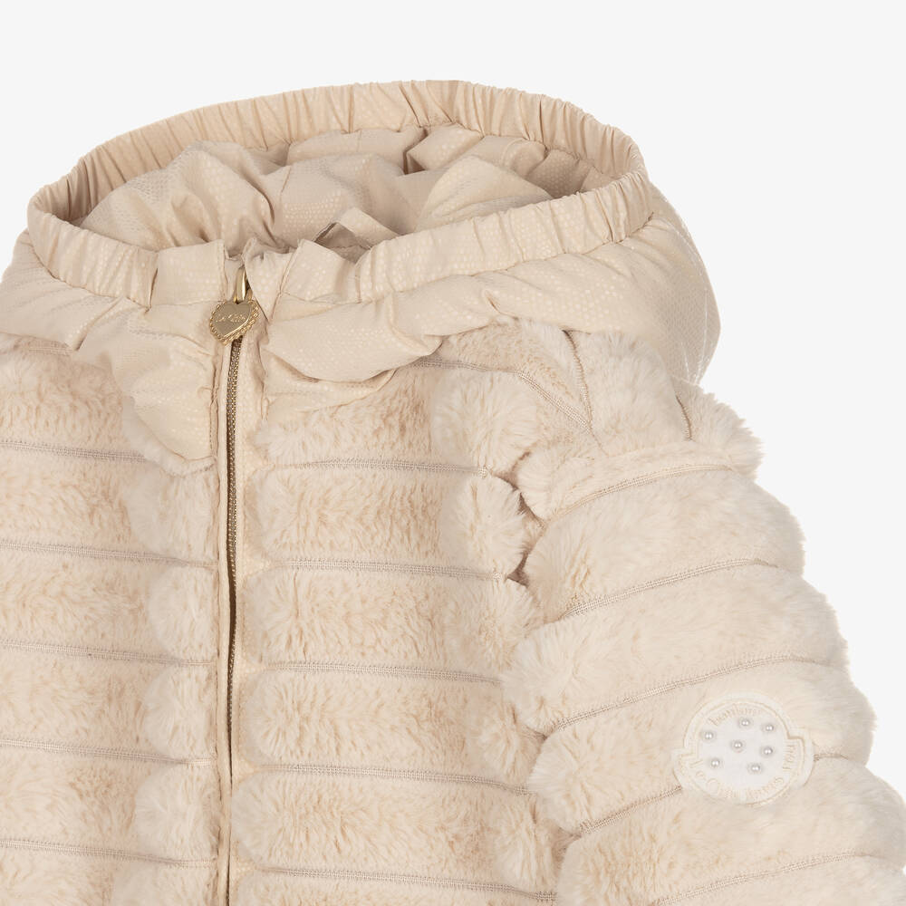لو شيك-جاكيت فرو صناعي لون بيج للبنات | Childrensalon Outlet