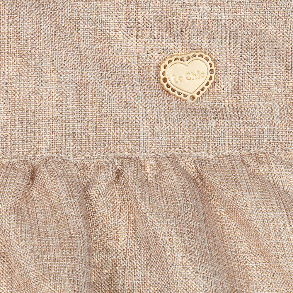 Le Chic-Girls Beige & Gold Pinafore Dress | Childrensalon Outlet