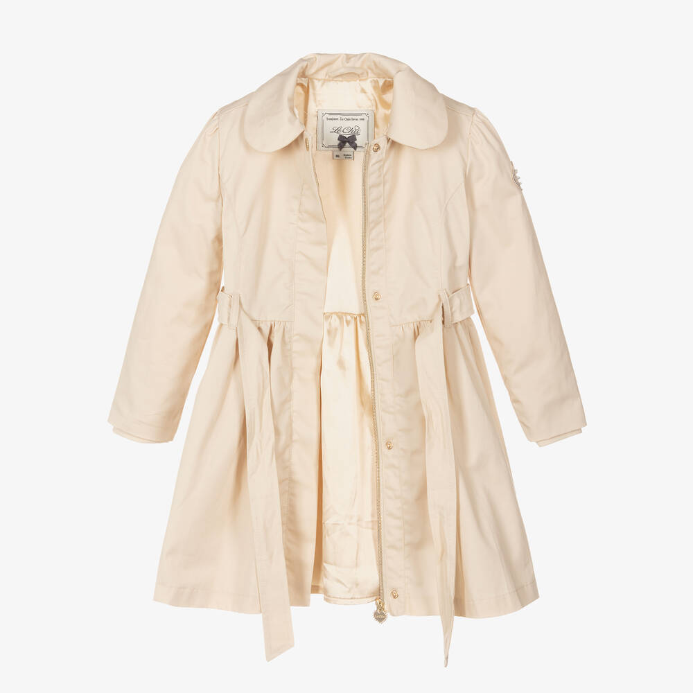 Le Chic-Girls Beige Hooded Trench Coat | Childrensalon Outlet