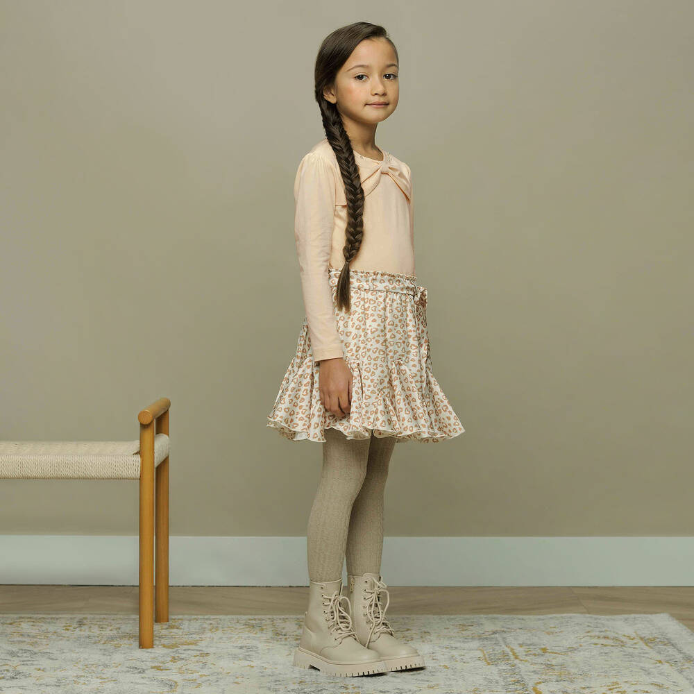 Le Chic-Бежевый топ с бантом и жемчужинами | Childrensalon Outlet