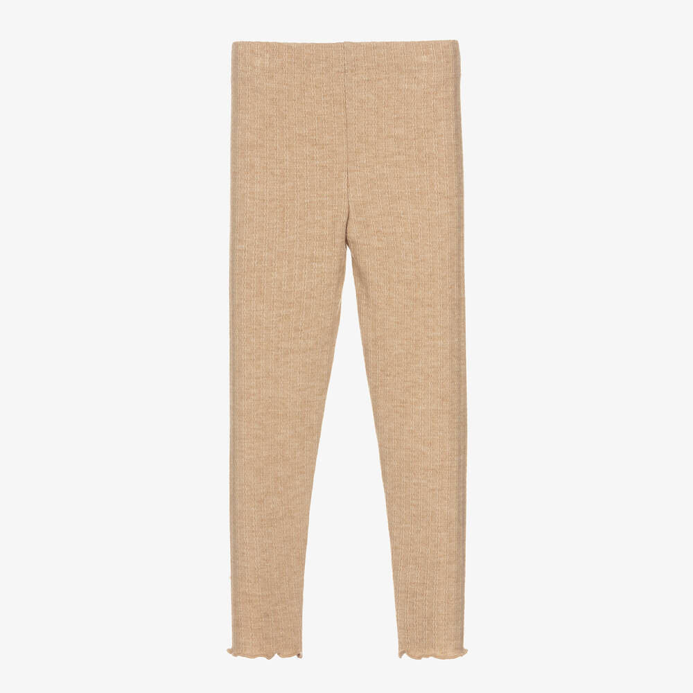 Le Chic-Girls Beige Ribbed Leggings | Childrensalon Outlet
