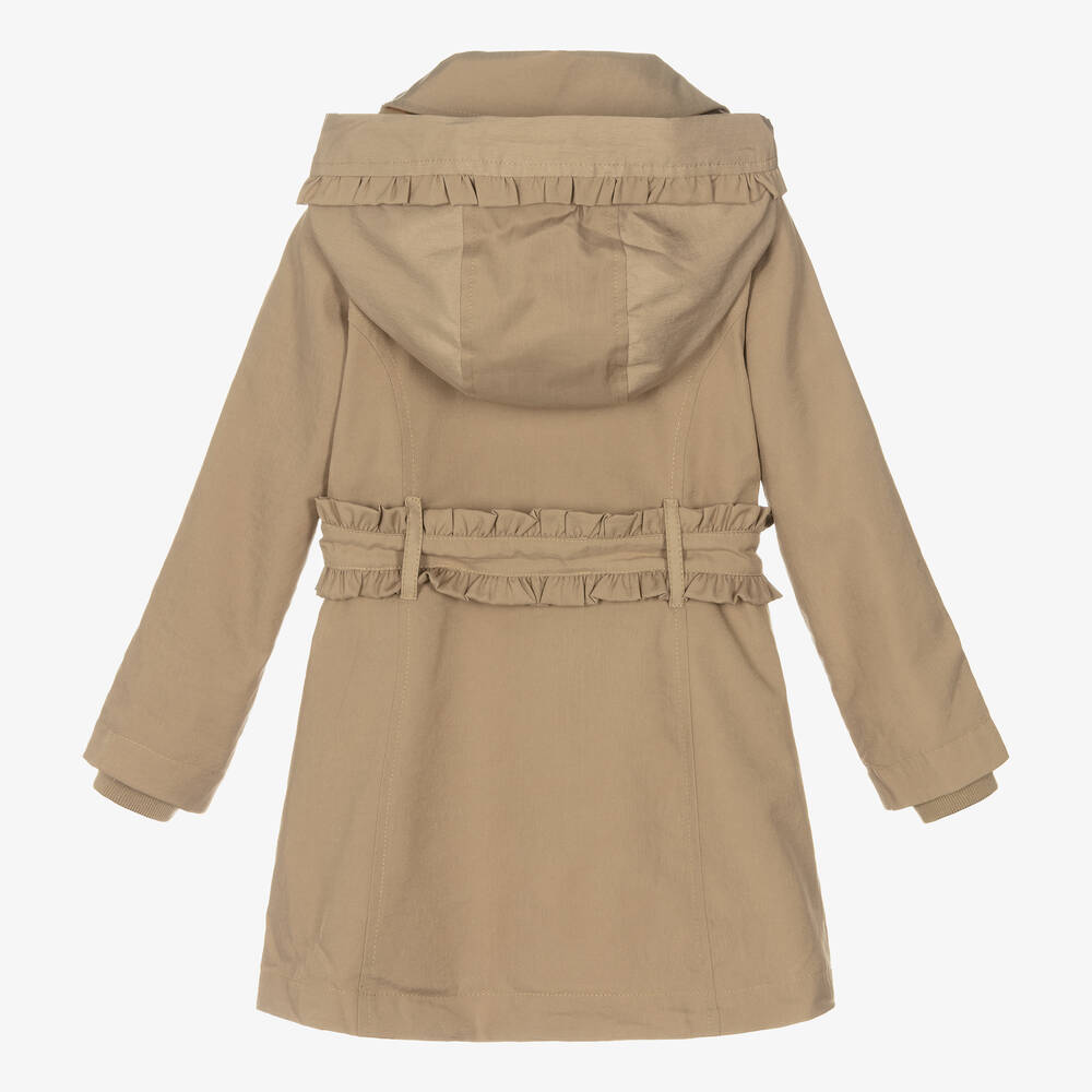 Le Chic-Girls Beige Ruffle Trench Coat | Childrensalon Outlet