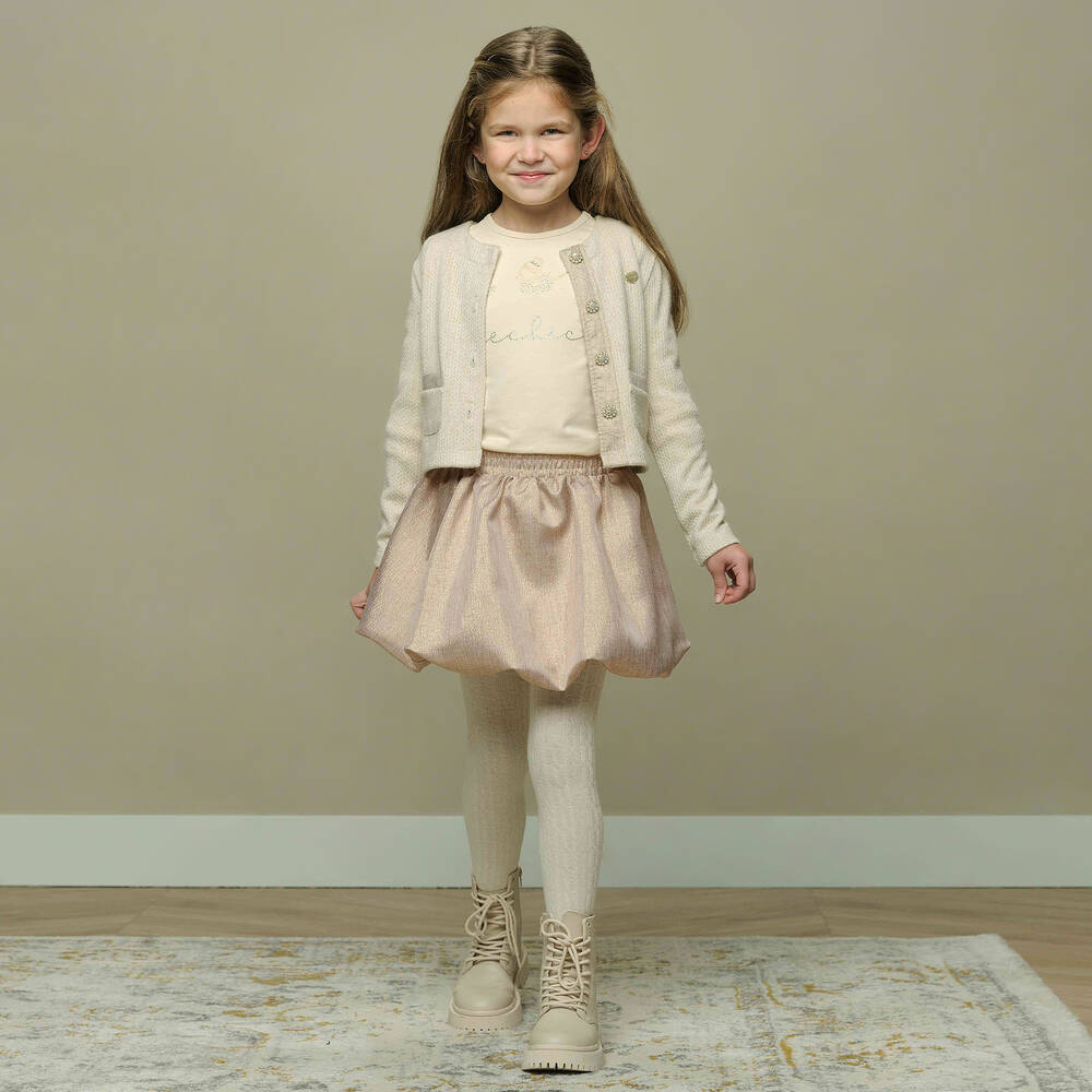 Le Chic-Girls Beige Shimmer Skirt | Childrensalon Outlet
