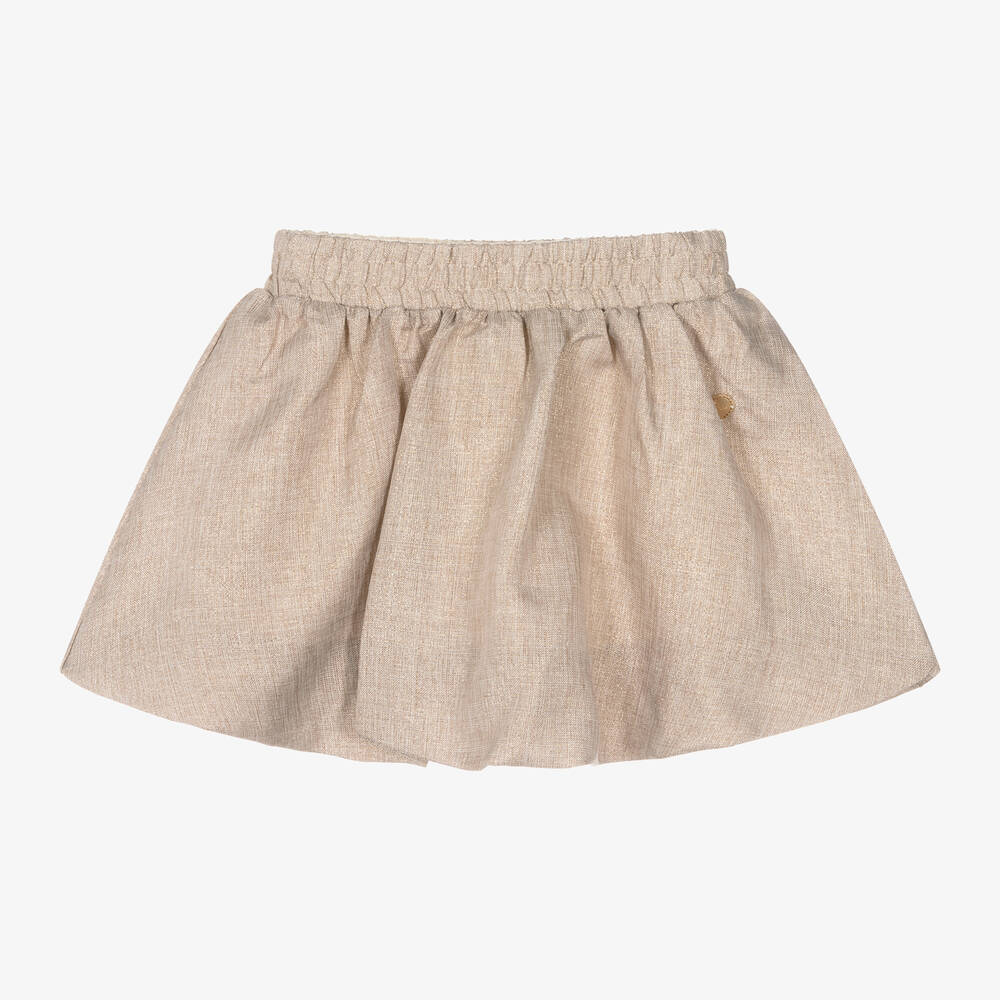 Le Chic - Girls Beige Shimmer Skirt | Childrensalon